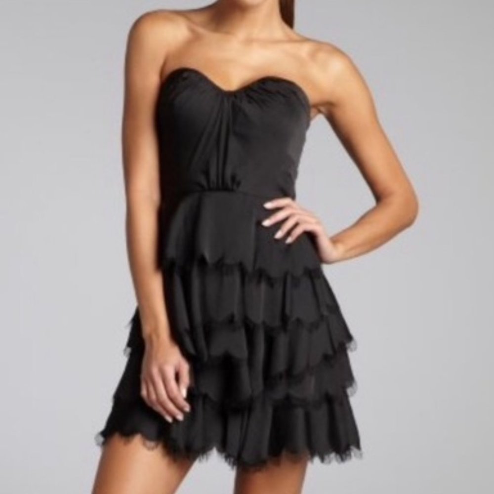 New Rebecca Taylor Black Tiered Dress